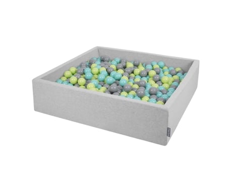 KIDDYMOON Piscina de Bolas Quadrada Grande 120X30Cm/300 Bolas 7Cm Coloridas para Bebés e Crianças Cinza Claro: Verde Claro Cinza Turquesa C
