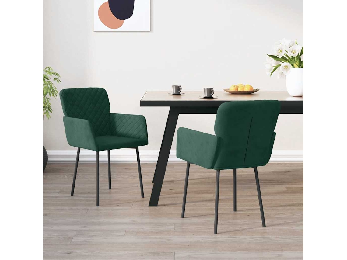 Vidaxl Cadeiras De Jantar 2 Pcs Veludo Verde-escuro