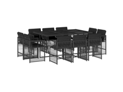 Conjunto de 11 Jantar para Jardim com Almofadões Vime Pe Preto MAISON EXCLUSIVE