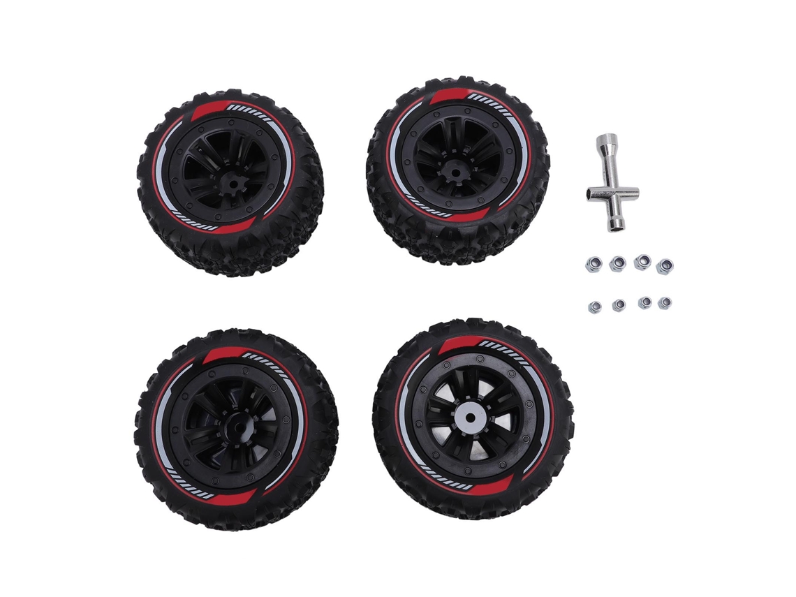 Conjunto De 4 Rodas Com Pneus Rc Com Parafusos M3 M4 Universal De Borracha Para Crawler 1/14 1/16 Preto