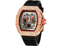 Relógios de Diamante VEANXIN Relógio de Pulso Grande Retangular-Vermelho Preto
