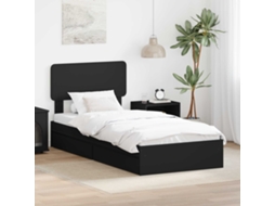 Vidaxl Cama Com Armazenamento Preto 75 X 190 Cm Derivados De Madeira