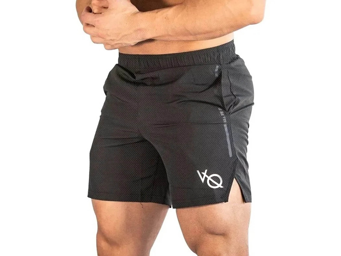 Bermudas Esportivas Masculinas Com Bolso Secagem Rápida Malha Respirável Preto Para Corrida Fitness Tamanho L