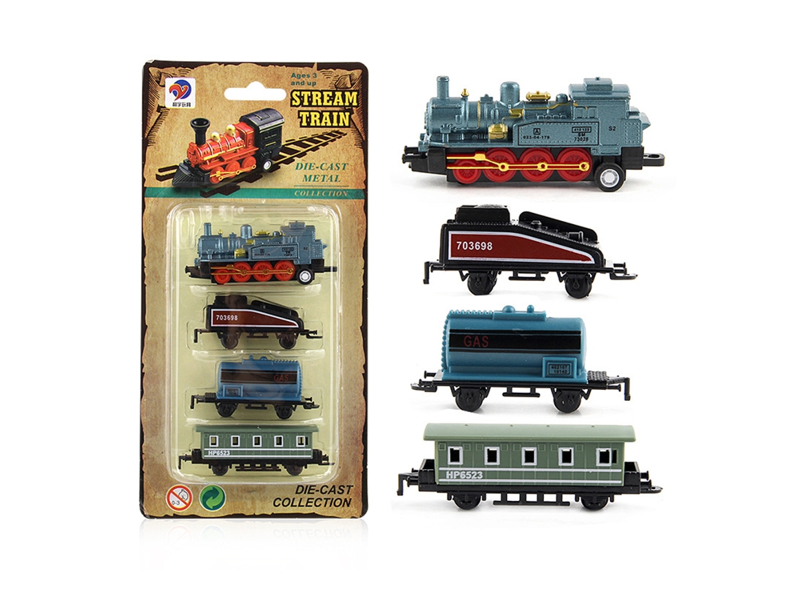 Primerox conjunto de Brinquedo de Trem a Vapor Retro Simulação Pull Back para Crianças Presente