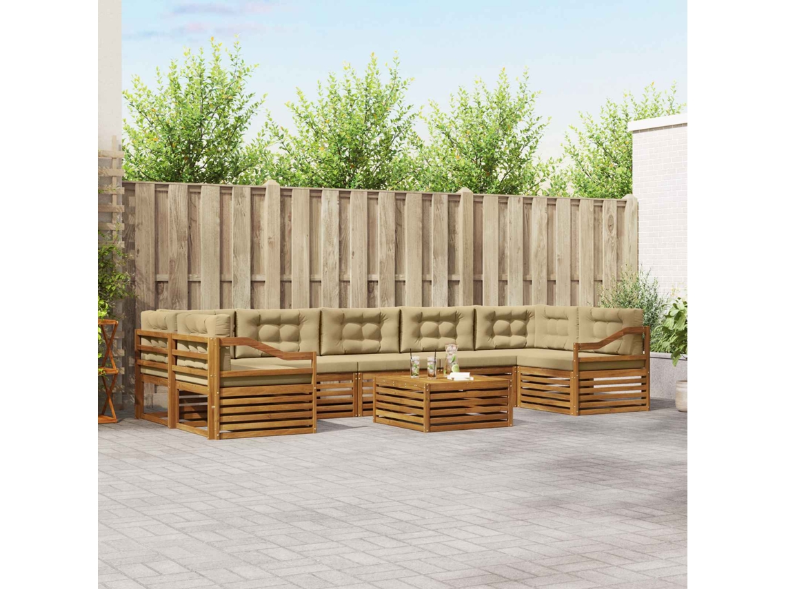 Vidaxl Conjunto De Sofás Para Exterior 8 Unid. Natural E Bege