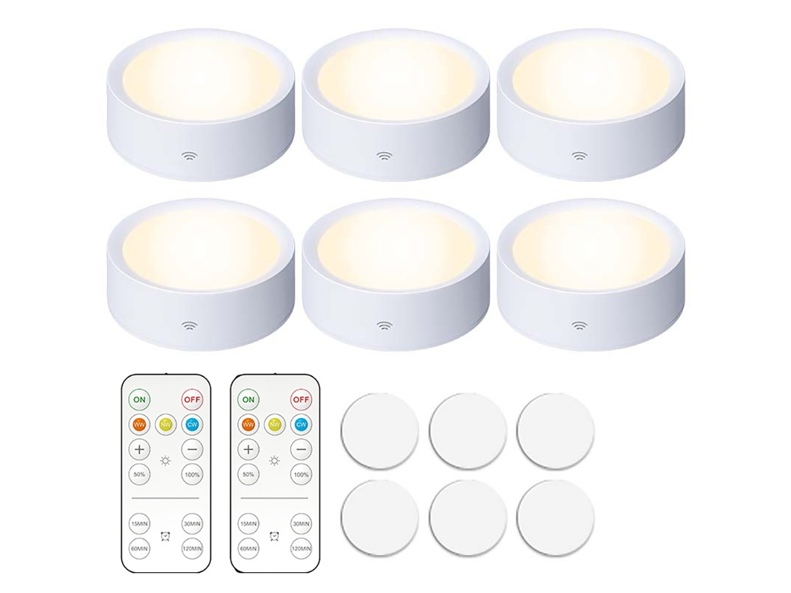 Refletor Led, 6 Unidades, Comando Remoto, Para Destaque Em Teto, Jardim, Fachada Ou Áreas Exteriores