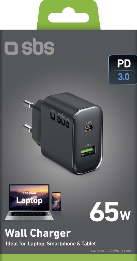 Carregador Portátil SBS (Usb-C+A- PD - 65W - 20V)