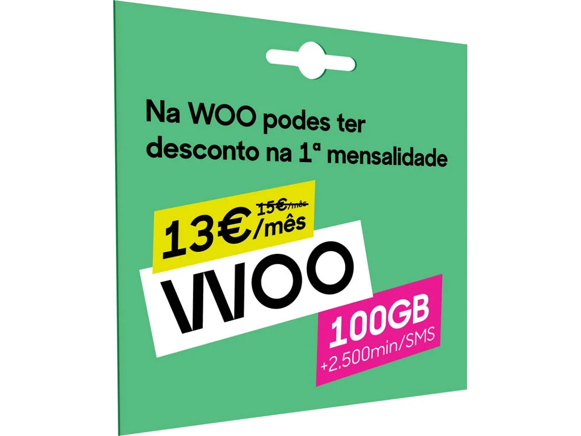 Cartão SIM Pré-Pago WOO 100GB
