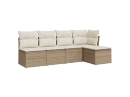 Conjunto de 5 sofás para jardim com almofadões Vime Pe Bege MAISON EXCLUSIVE (5 peças)