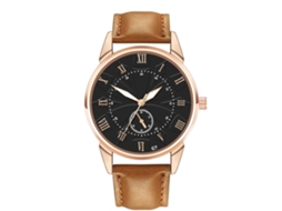 Relógio Casual Masculino de Quartzo com Pulseira de Couro Artificial Café Pálido Preto