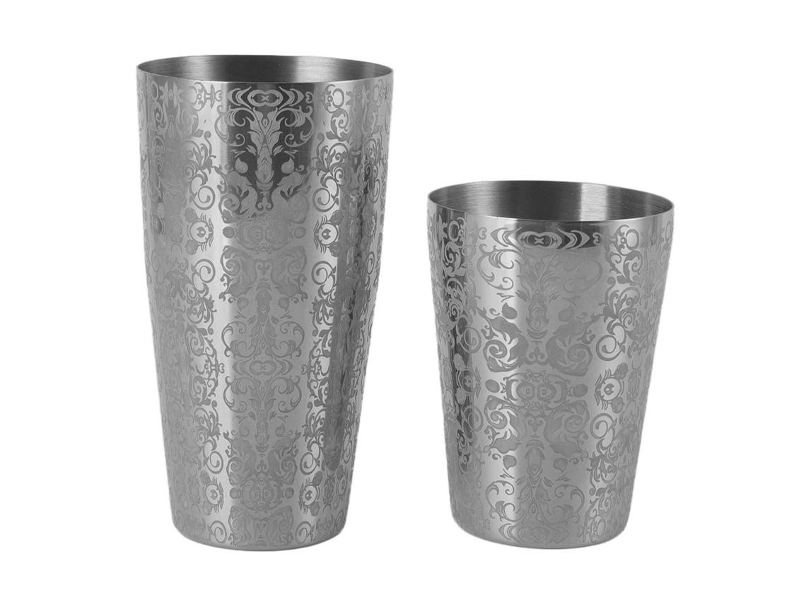 Cocktailera De Acero Inoxidable Grabada Martini Shaker Silver Boston Bar Mixer
