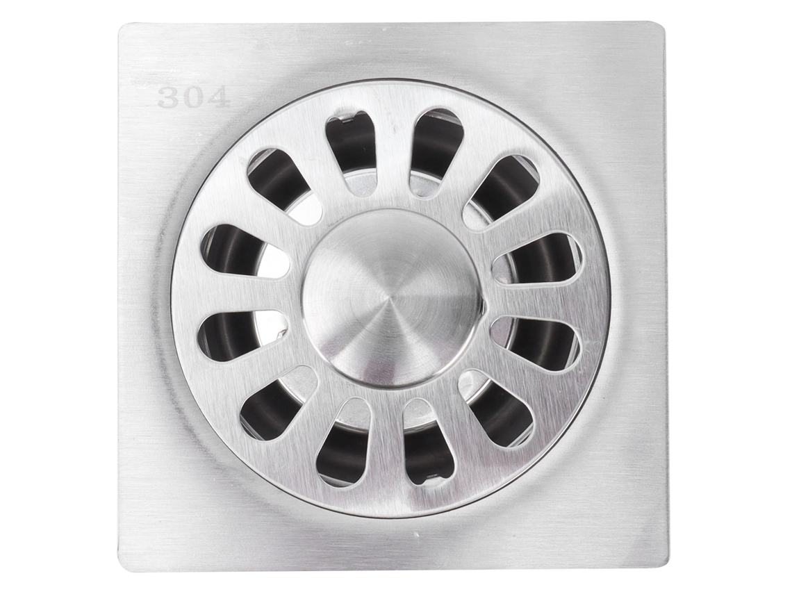Ralo de Chão Quadrado 10x10cm Aço Inoxidável 304 para Banheiro Cozinha Sistema de Drenagem S/MARCA