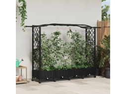 Vidaxl Cama Elevada Com Treliça E Telhado Preto 207 X 40 X 129 Cm Pp