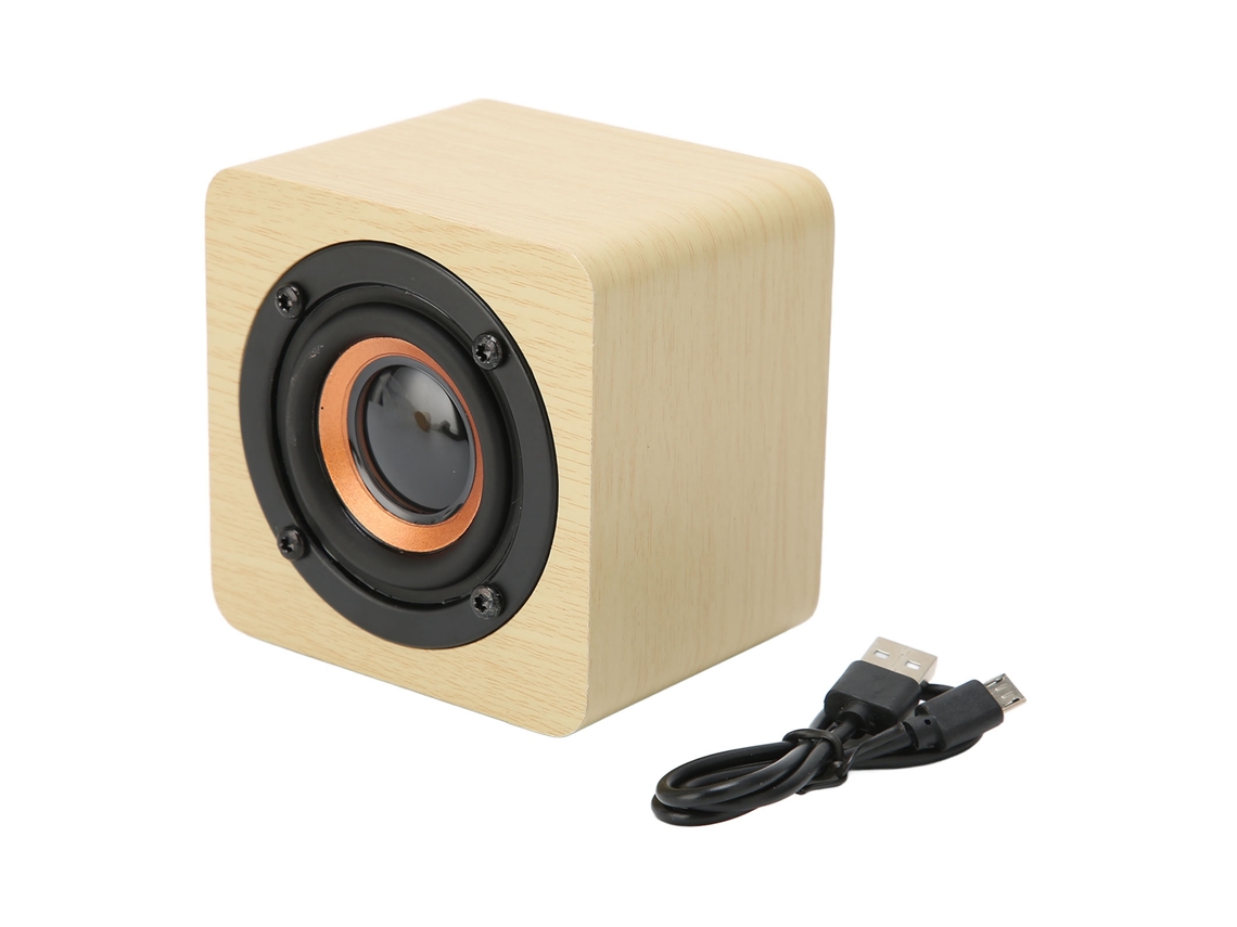 Caixa De Som Bluetooth Sem Fio Multifuncional Retro Com Estilo De Grão De Madeira Amarelo Para Casa Viagem E Exterior