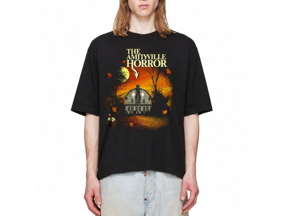 Rockinstone Amityville Horror Movie Amityville House Black Adult T-shirt Size:l