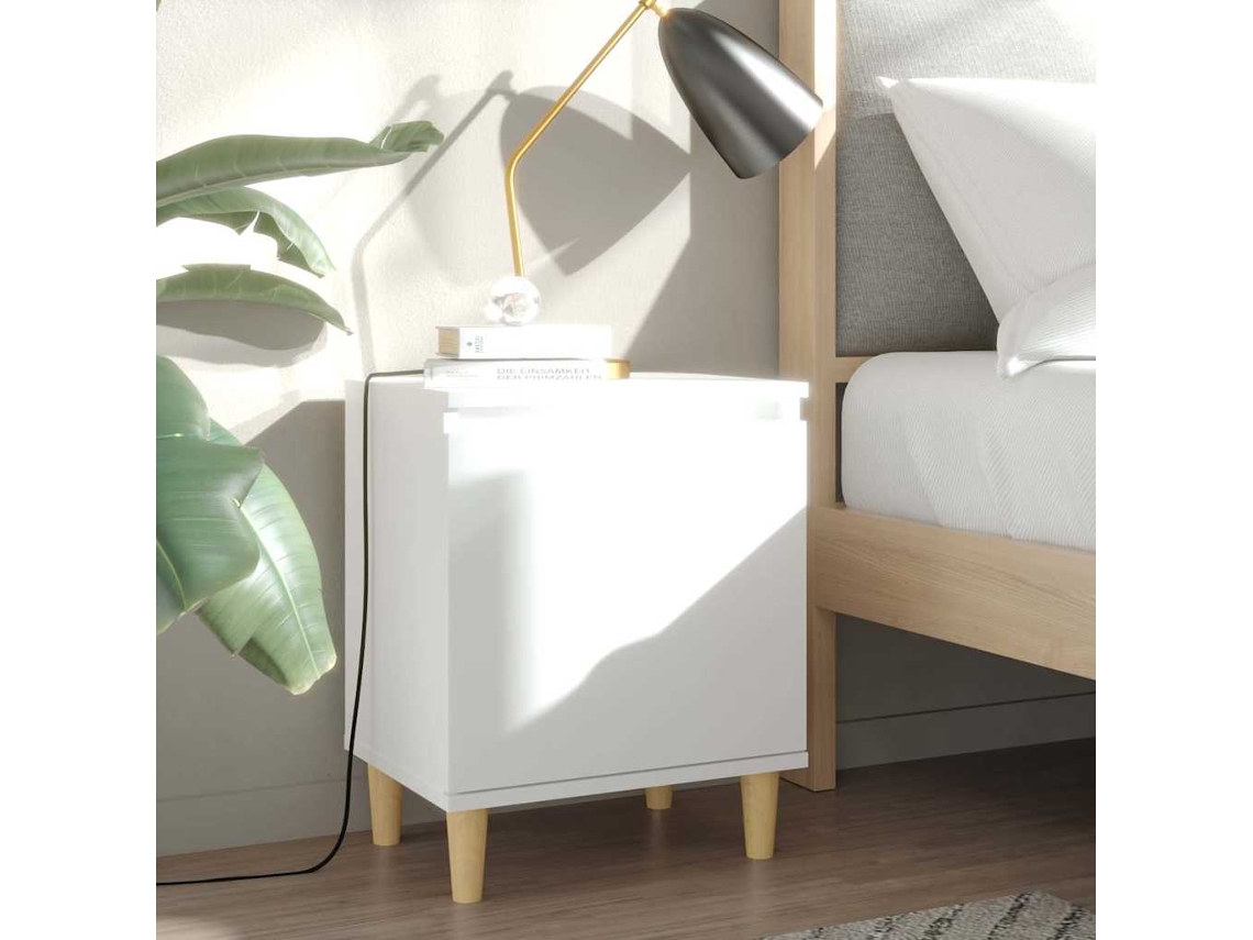 Vidaxl Mesas De Cabeceira Pernas Madeira Maciça 2pcs 40x30x50cm Branco