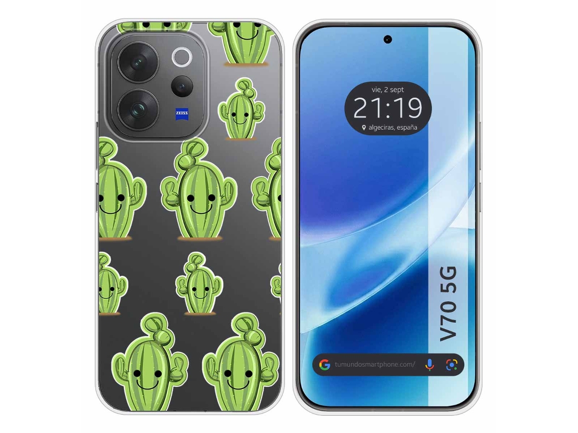 Capa Tumundosmartphone De Silicone Transparente Para Vivo V70 5g Com Estampa De Cacto