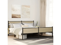 Vidaxl Estrutura De Cama Sem Colchão 193x203cm Metal Carvalho Sonoma