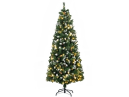 Árvore de Natal Artificial Iluminada 703 Galhos 250 Leds 30 Pinhas Suportam Pé Dobrável Altura 180 Cm Ø 80 Verde Ge