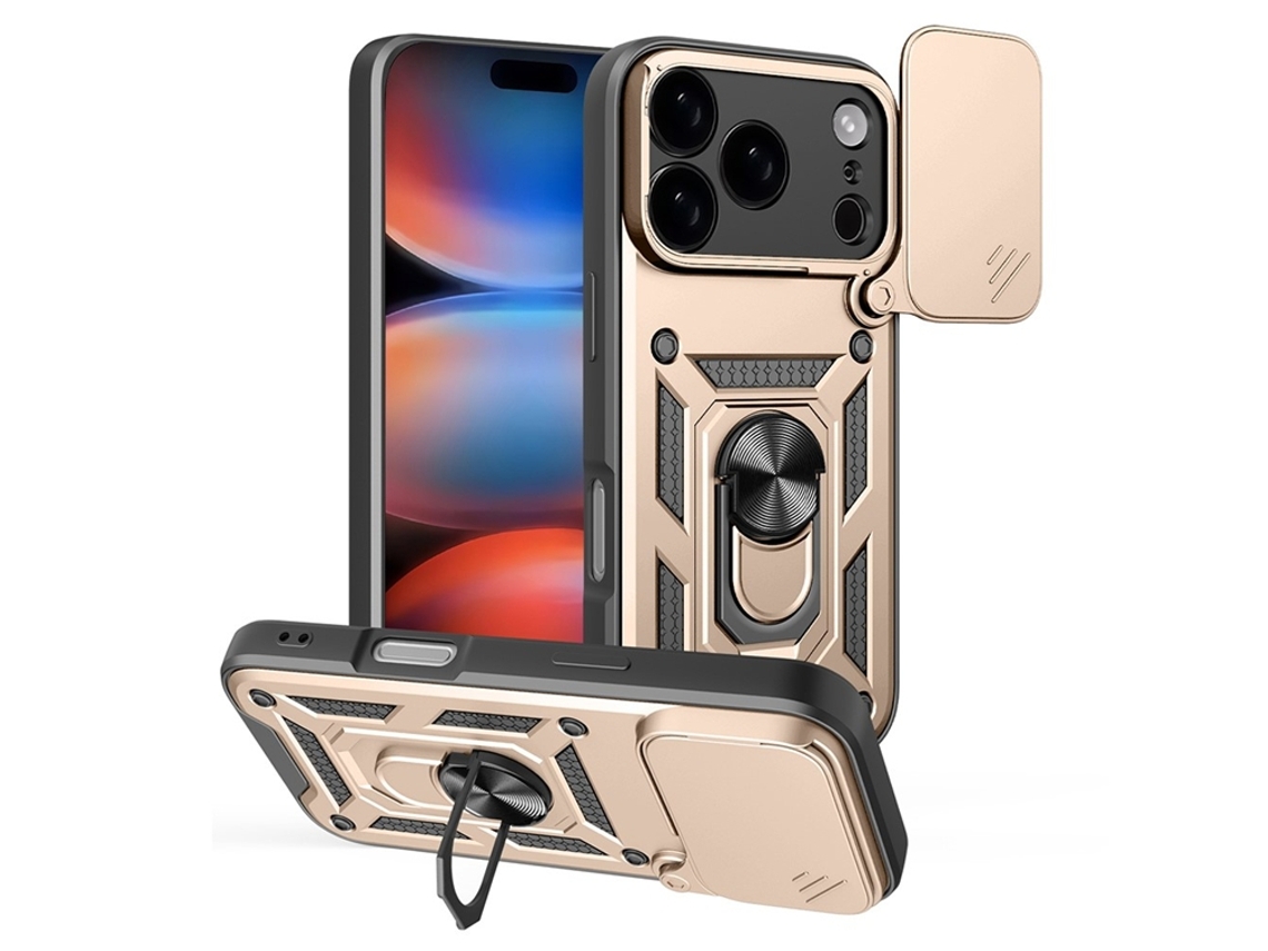 Capa Amorus Para Iphone 17 Pro Com Controle Da Lente Da Câmera - Dourada