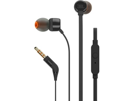 Auriculares Com fio JBL T 110 (In Ear - Microfone - Preto)