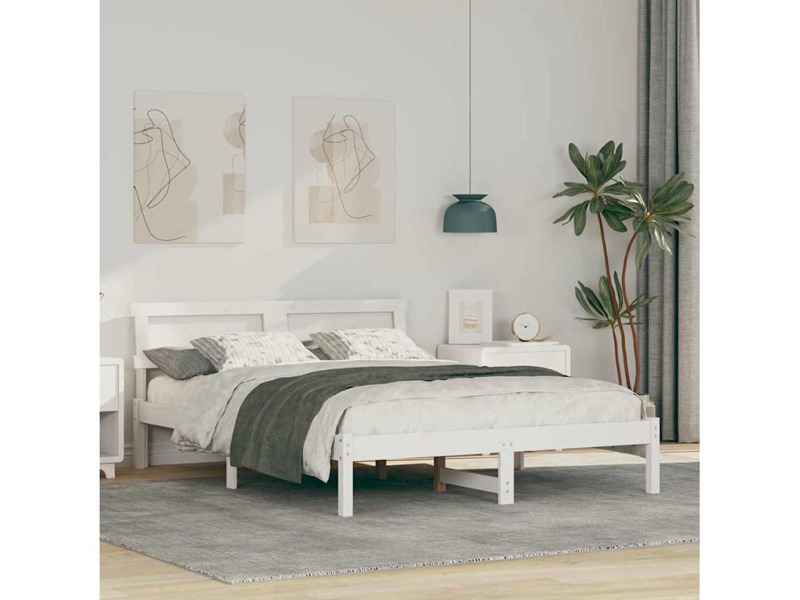 Vidaxl Estrutura da Cama com Cabeceira Branco 120 X 190 Cm