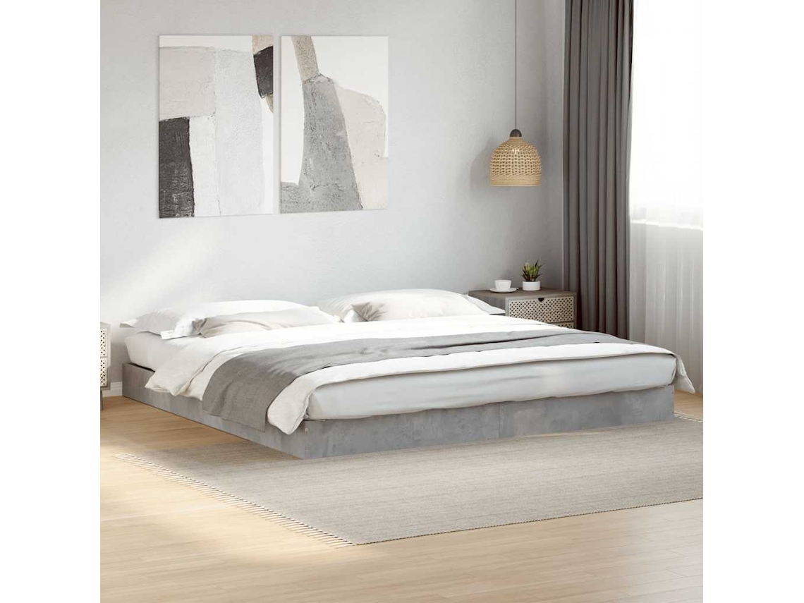 Vidaxl Estrutura De Cama 180x200 Cm Derivados De Madeira Cinza Cimento