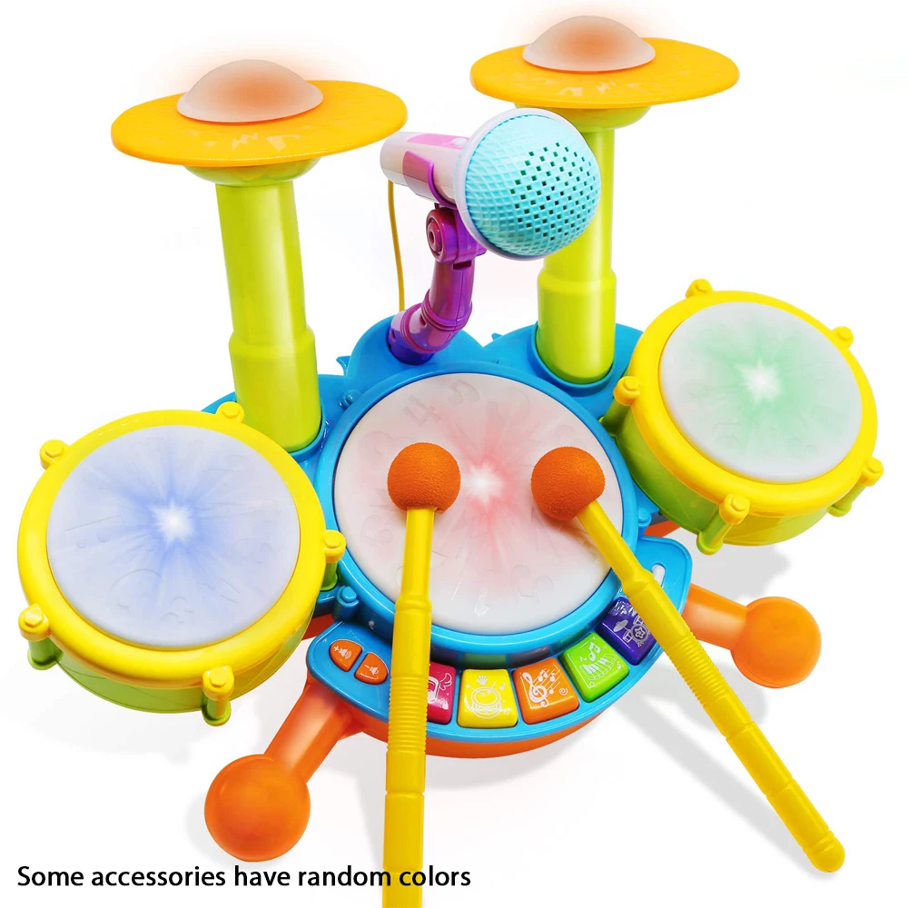 (verde) Bateria Eletrônica Para Meninos E Meninas, Brinquedo Educativo De Instrumento Musical