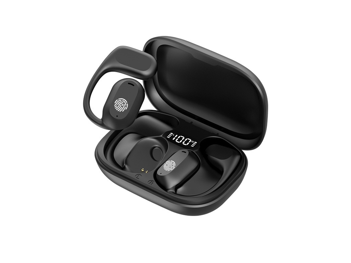 Fones de Ouvido de Condução Aérea com Microfone Bluetooth 5.3 Led Adequado para Corrida, Exercício JIAPEI (preto)
