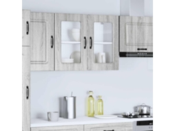Vidaxl Armário De Parede De Cozinha Porta Vidro Kalmar Cinza Sonoma