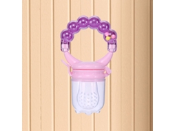 Primerox alimentador de Frutas Bebê com Mordedor Silicone Seguro e Sininho Texturado Roxo
