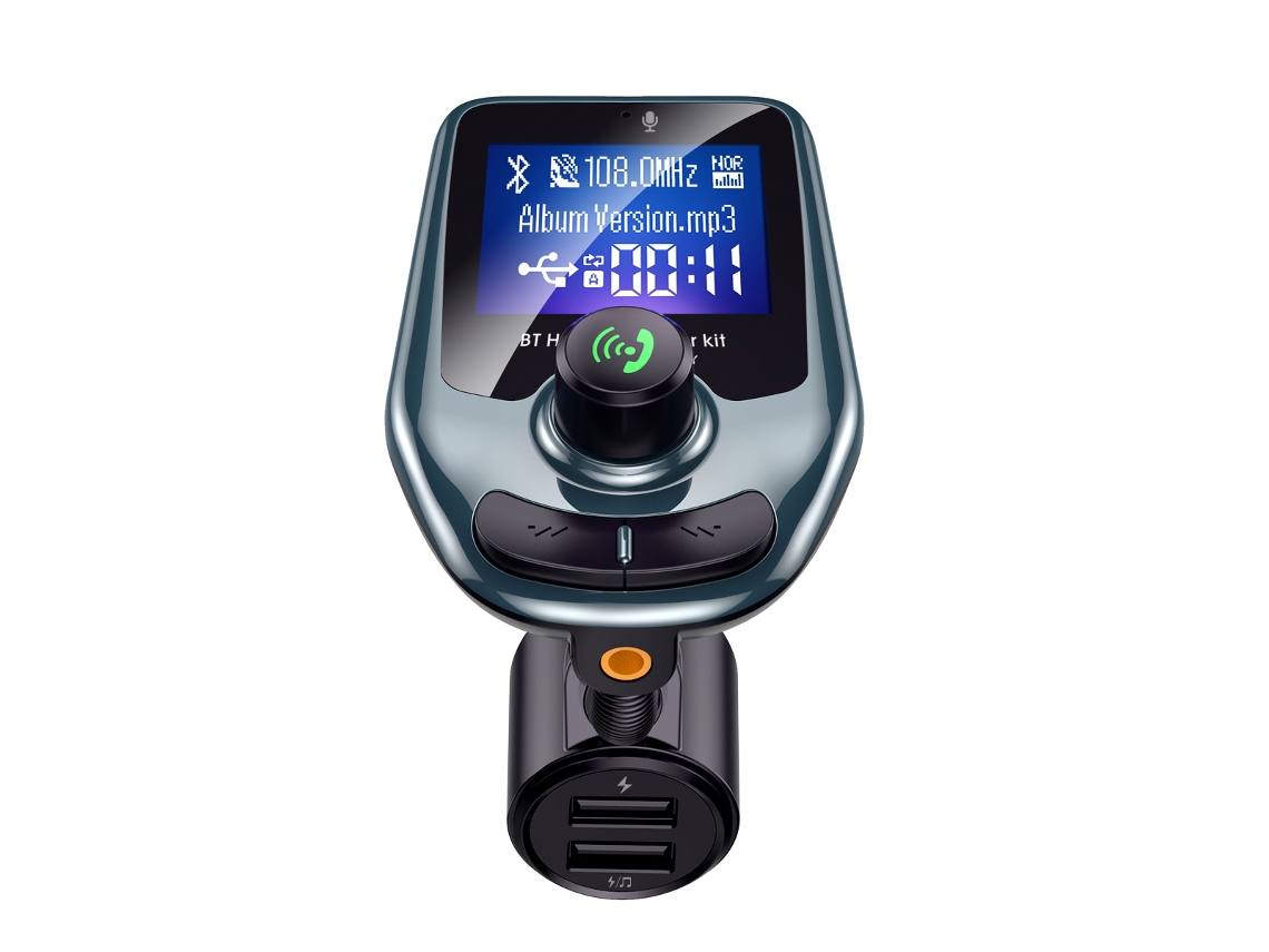 Transmissor Fm Aux Música Car Mp3 Player Qc3.0 Carrmenão Rápido Usb Car Charger Handsfree Bluetooth 5.0 Car Kit (preto)*