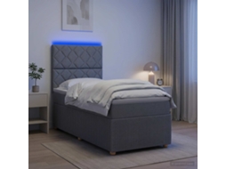 Vidaxl Cama Box Com Led E Colchão Cinzento-claro 100 X 200 Cm Tecido
