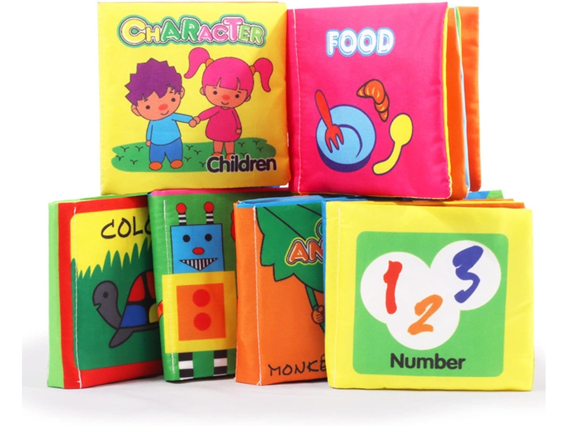 Livro De Pano Para Bebê, Pacote Com 6 Unidades, Estimulação