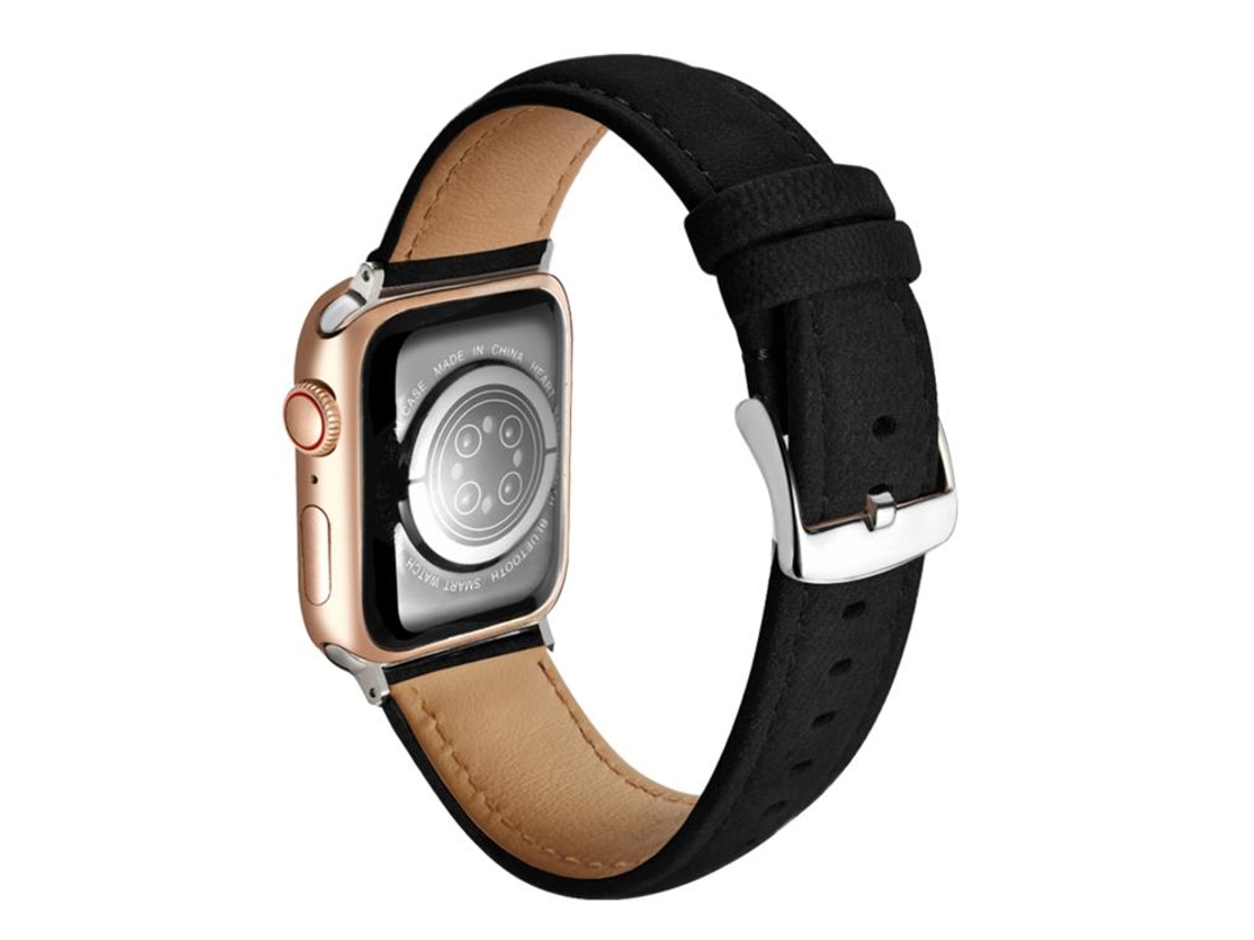 Bracelete para Apple Watch 44/45/46/49mm couro genuíno camurça dupla face preto XIAOMOYU