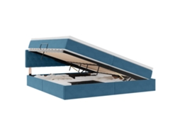 Maison Exclusive - Cama Com Arrumação E Led Azul Escuro 200 X 200 Cm Veludo