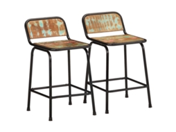 Vidaxl Bancos De Bar 2 Pcs 46x35,5x70 Cm Madeira Maciça Recuperada