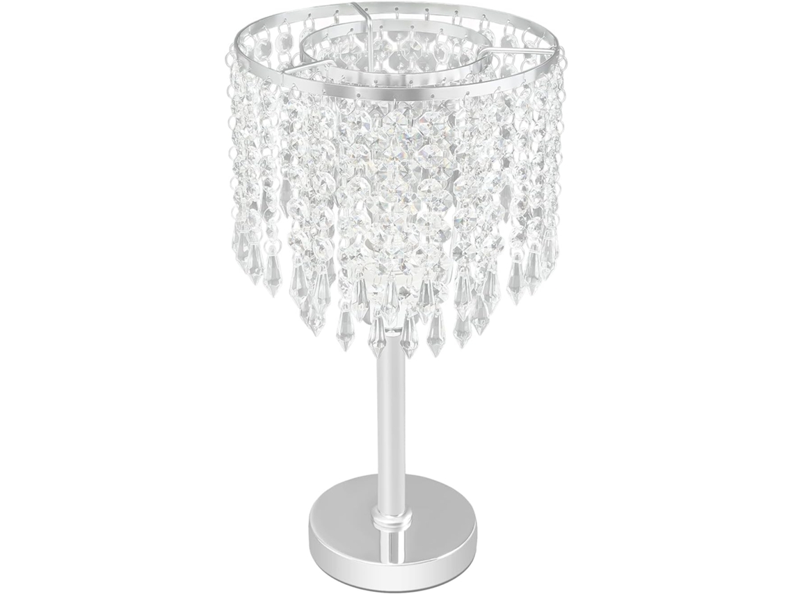 Abajur De Mesa Moderno Em Vidro Prateado Soquete E27 Globo 38cm Para Sala Estar, Quarto, Interruptor De Botão 220v Ideal