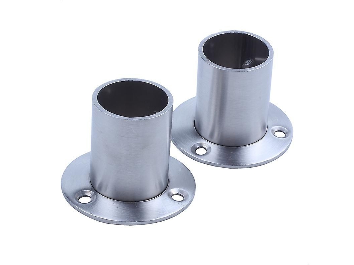 Suporte De Rail De Aço Inoxidável Prata Para Tubo De 25mm, Ideal Para Banheiro, Quarto E Cozinha - 2 Unidades