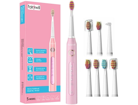 Escova De Dentes Eletrica E 7 Recargas Fairywill Fw 507 Rosa Worten Pt Escova De Dentes Eletrica E 7 Recargas Fairywill Fw 507 Rosa Worten Pt