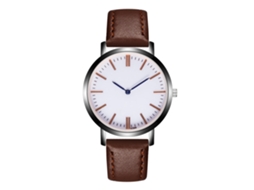 Relógio masculino Zhoulianfa de quartzo com pulseira de couro marrom escuro.