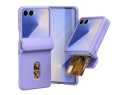 Capa Dobrável Tkdaddy Para Samsung Galaxy Z Flip5 5g Com Dobradiça De Mola E Compartimento Para Cartão, Roxa