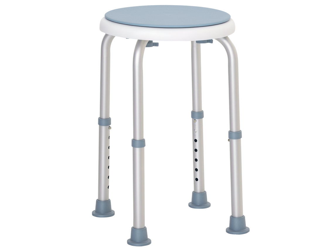 Banqueta de Chuveiro, Assento Antiderrapante para Chuveiro, Banqueta de Banho com Altura Ajustável, Giro de 360°, Alumínio CHEZMOI