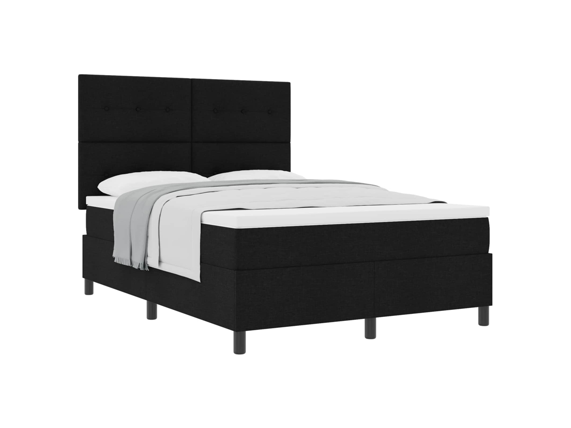 Cama Box com Colchão com Cabeceira Preto 140x190cm Tecido MAISON EXCLUSIVE