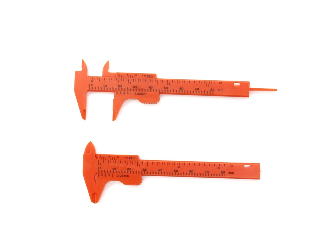Paquímetro Mini Precise De Plástico Laranja, Vernier 8 Cm, Portátil, 5