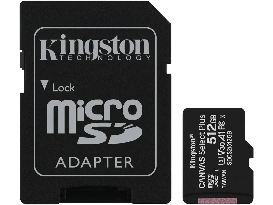 Cartão de Memória MicroSD KINGSTON SDCS2 (512 GB - 100 MB/s)