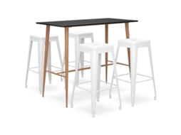 Vidaxl 5 Pcs Conjunto De Bar Preto E Branco