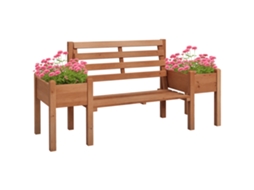 Banco de jardim com caixas de plantio, madeira, 184x59x95cm, marrom BTFORUS