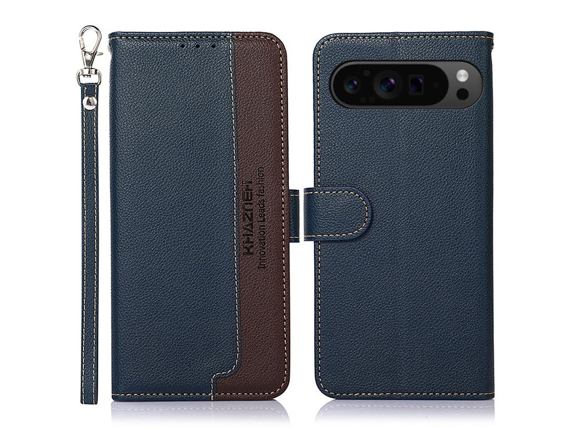 Capa Carteira Khazneh Com Textura De Lichia Para Google Pixel 9 Pro Xl