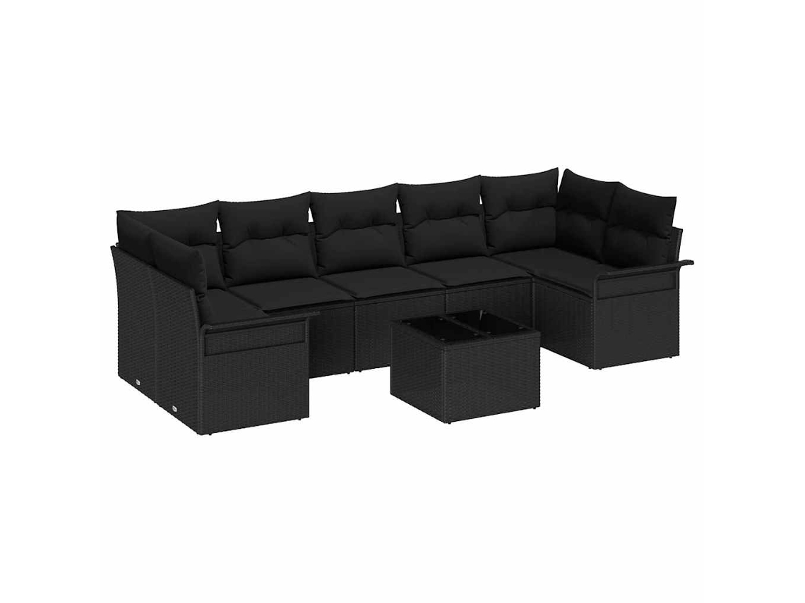 Maison Exclusive - Conjunto De Sofá De Jardim Com Almofada 8 Pcs Preto Vime Pe